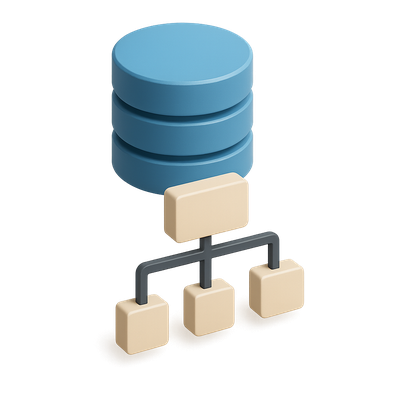 Stylized 3D Data Model Icon with Volumetric Design
