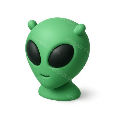 Stylized 3D Alien Icon with Isometric View