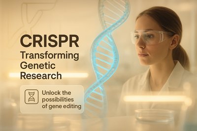 Innovative CRISPR Research Graphic Featuring Genetic Scientist