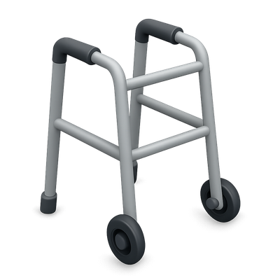Isometric 3D Icon of a Walker with Wheels