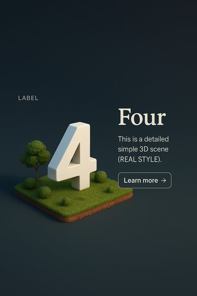 Detailed 3D Scene Featuring Number Four in Realistic Style