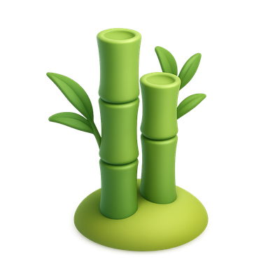 Stylized 3D Bamboo Icon with Isometric View