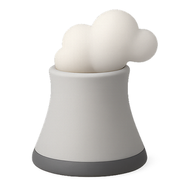 Stylized Nuclear Cooling Tower with Steam