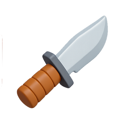 3D Render of a Cartoon-Style Knife with Orange Handle