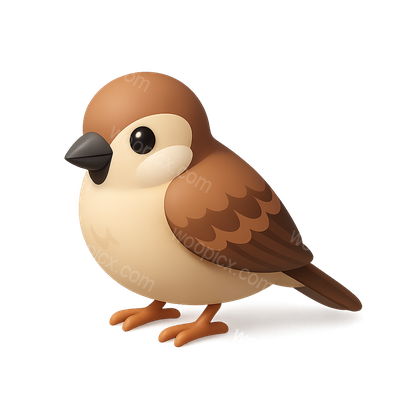 Stylish 3D Sparrow Icon with Isometric Design