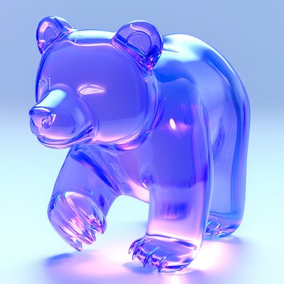 3D Render of a Colorful Glass Bear Figurine