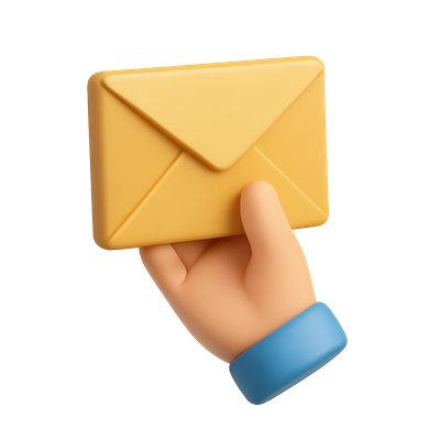 3D Envelope Icon Held by a Hand in Isometric View