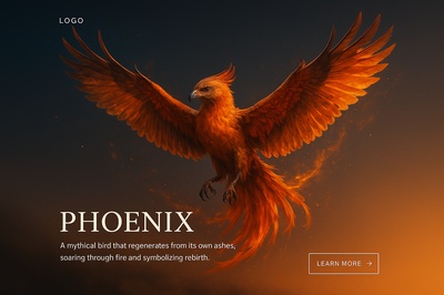 Stylish Phoenix Illustration for Web Page Design