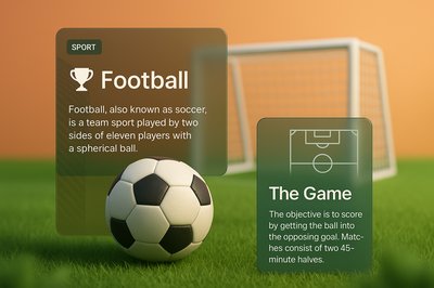 3D Illustration of Football with Informative Overlays