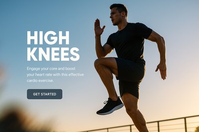 Energetic High Knees Cardio Exercise Promotion