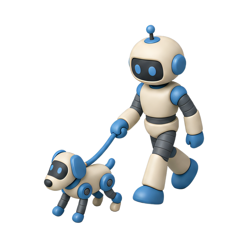 humanoid robot walking dog