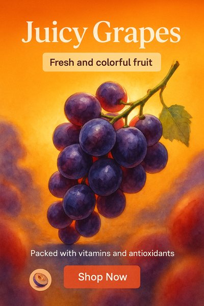 Vibrant Juicy Grapes Illustration for Fresh Fruit Promotion