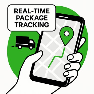 Illustration of Real-Time Package Tracking on Mobile Device