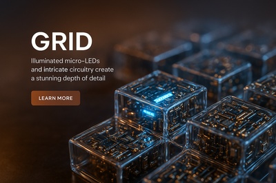 Illuminated Micro-LEDs and Circuitry in a Grid Formation