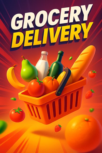 Dynamic Grocery Delivery Scene in Supermarket