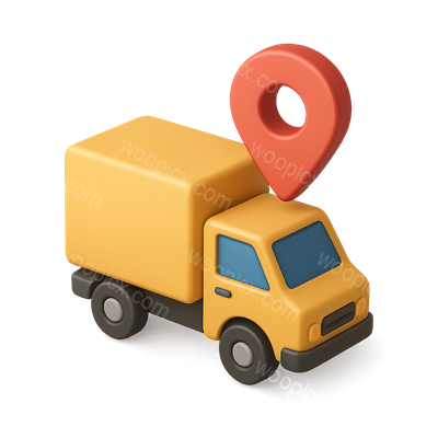 3D Delivery Truck Icon with Location Pin