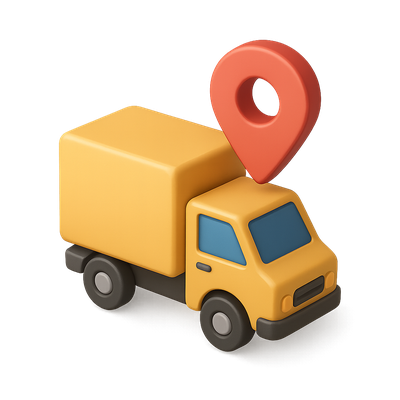 3D Delivery Truck Icon with Location Pin