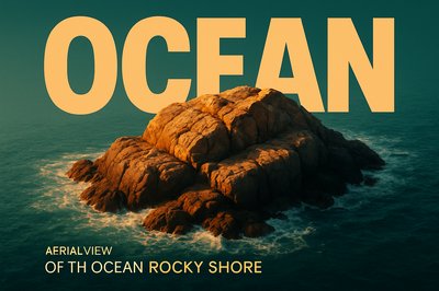 Aerial View of Ocean Rocky Shore in Bold Minimalistic Style