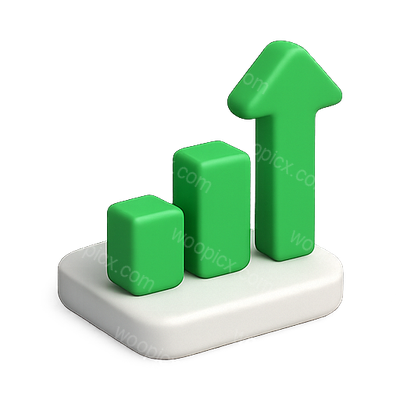3D Chart Icon Representing Growth and Progress