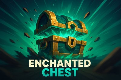 Dynamic Enchanted Chest Illustration with Vibrant Colors