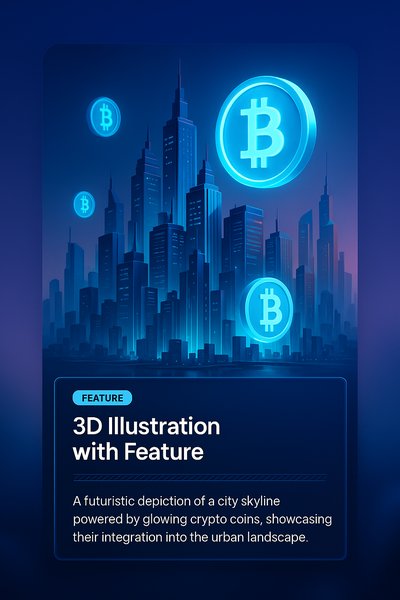 Futuristic City Skyline with Glowing Crypto Coins