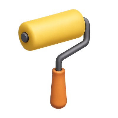 3D Paint Roller Icon with Isometric View