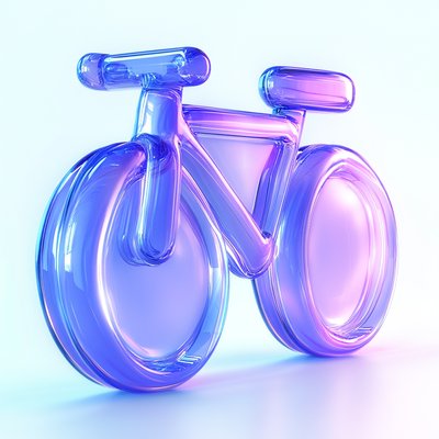 Stylized 3D Bicycle Icon in Gradient Colors
