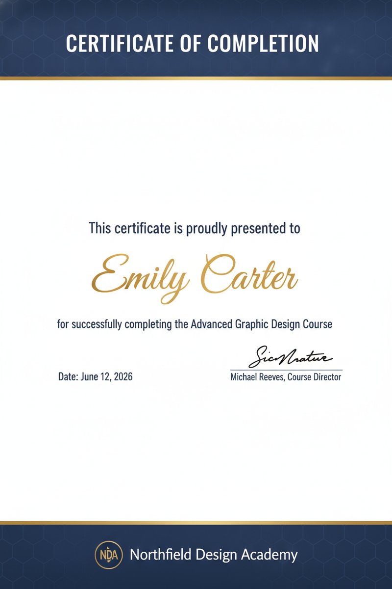 Elegant certificate of completion