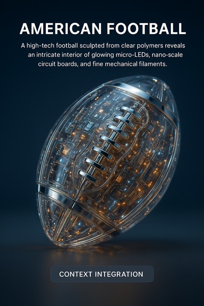 Hyperrealistic American Football with Glowing Interior Details