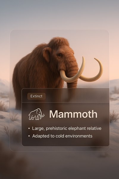 3D Illustration of a Mammoth with Integrated Web Design Elements