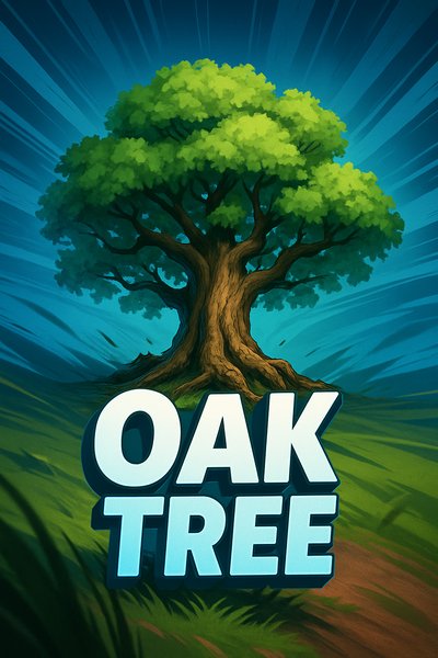 Dynamic Oak Tree Illustration with Vibrant Background
