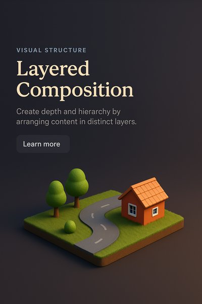 Layered Composition in a 3D Scene with Realistic Elements