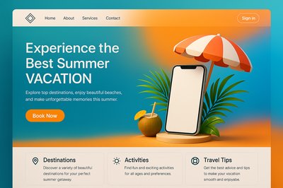 Tropical Landing Page Design for Summer Vacation