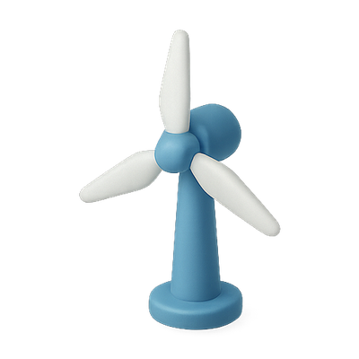 Stylized Blue Wind Turbine Model for Eco-Friendly Concepts
