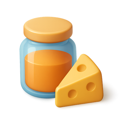 Stylish 3D Jar with Triangular Cheese Piece Icon