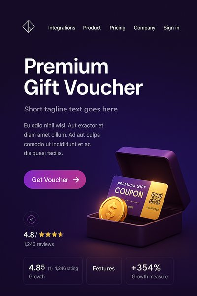 Futuristic Landing Page Design with Gift Voucher