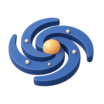 Stylized 3D Spiral Galaxy Icon with Central Star