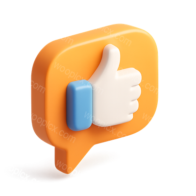 3D Thumbs Up Icon in Speech Bubble Design