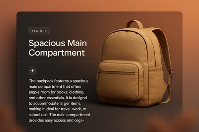 Integrated 3D Illustration of a Backpack with Feature Description