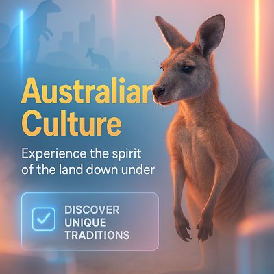 Promotional Graphic Highlighting Australian Culture and Traditions