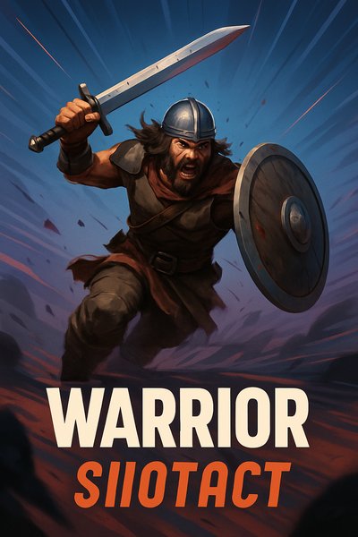 Dynamic Warrior Charging Forward with Sword and Shield