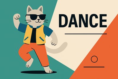 Playful Cat in Colorful Clothes Dancing with Sunglasses