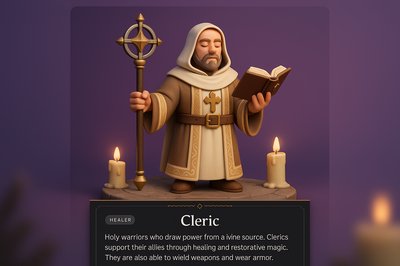 Integrated 3D Illustration of a Cleric Character