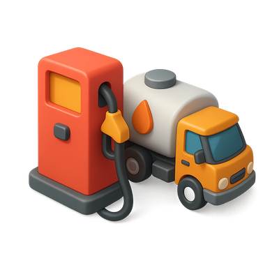 3D Fuel Pump and Delivery Truck Icon for Graphics