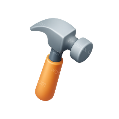 Stylized 3D Claw Hammer Icon with Volumetric Effect