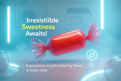 Vibrant Candy Promotion Graphic with 3D Elements