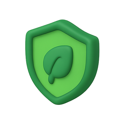 Eco-Friendly Badge Icon with Leaf Design