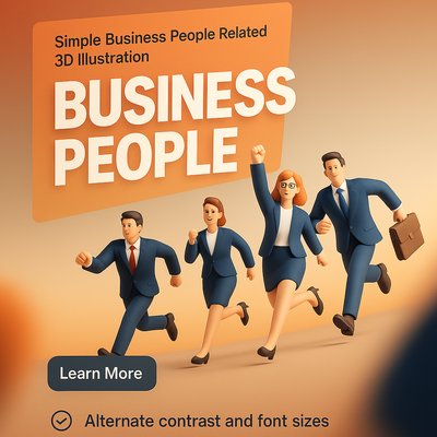 3D Illustration of Business People Running in a Professional Setting