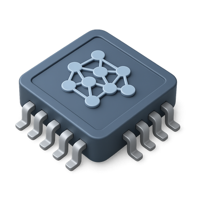 3D Neural Processor Icon with Isometric Design