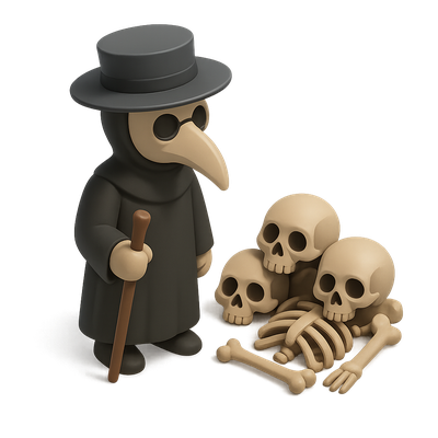 Stylized Plague Doctor with Skeletons